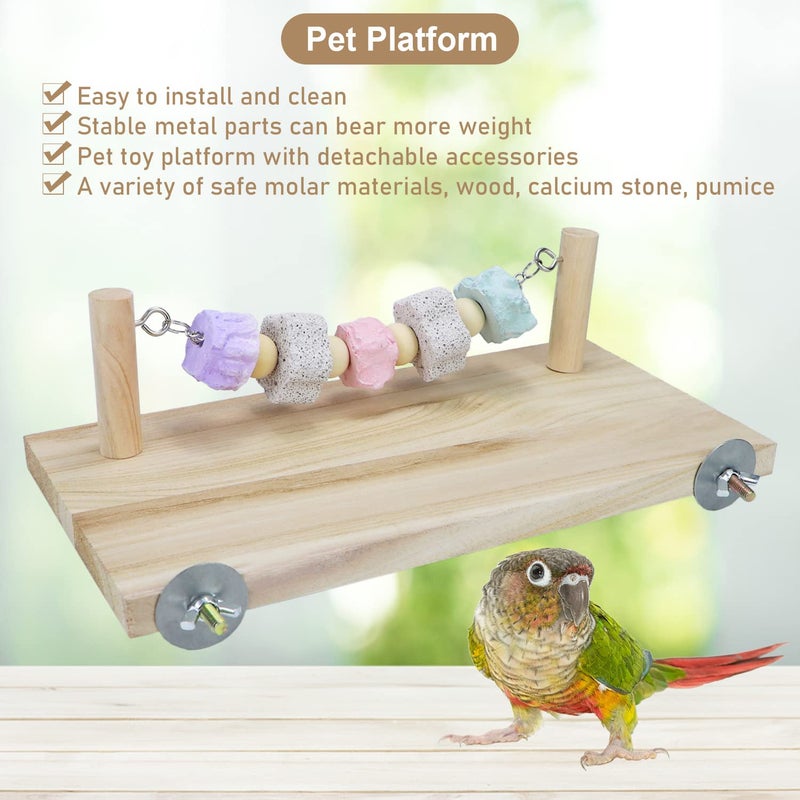 Litewoo Hamster Wooden Stand Platform Mineral Stone Sticks Molar Toy Small Animal Springboard Chew Toy Bird Trim Beak Bite Toys for Guinea Pig Chinchilla Rat Gerbil Parakeet Cockatiel Lovebird Conure - Image 3